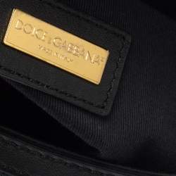 مملوكة مسبقًا حقيبة دولتشي أند غابانا ميس سيسيلي كانفاس وجلد نقشة الفهد أزرق/أسود صغيرة بيد علوية