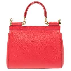 Pre Owned Dolce & Gabbana Pink Leather Small Miss Sicily Top Handle Bag