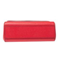 Pre Owned Dolce & Gabbana Pink Leather Small Miss Sicily Top Handle Bag