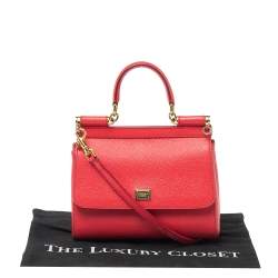 Pre Owned Dolce & Gabbana Pink Leather Small Miss Sicily Top Handle Bag