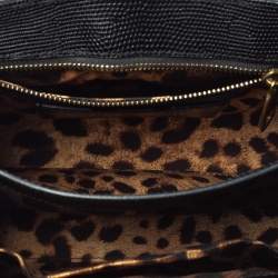 Pre Owned Dolce & Gabbana Black Lizard Embossed Leather Welcome Top Handle Bag
