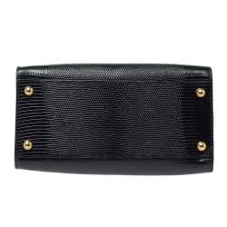 Pre Owned Dolce & Gabbana Black Lizard Embossed Leather Welcome Top Handle Bag