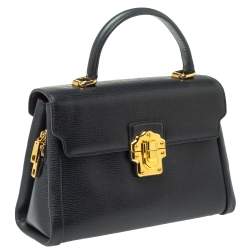 Pre Owned Dolce & Gabbana Black Leather Lucia Top Handle Bag