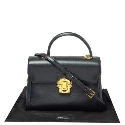 Pre Owned Dolce & Gabbana Black Leather Lucia Top Handle Bag