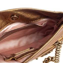 Pre Owned Dolce & Gabbana Gold Leather Miss Camp Chain Tote