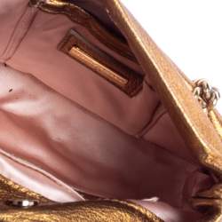 Pre Owned Dolce & Gabbana Gold Leather Miss Camp Chain Tote