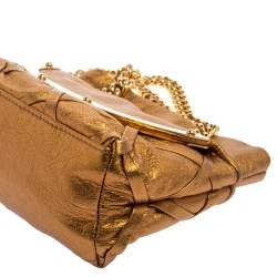 Pre Owned Dolce & Gabbana Gold Leather Miss Camp Chain Tote