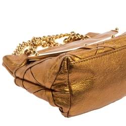 Pre Owned Dolce & Gabbana Gold Leather Miss Camp Chain Tote