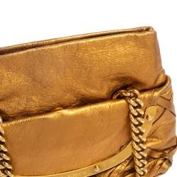 Pre Owned Dolce & Gabbana Gold Leather Miss Camp Chain Tote