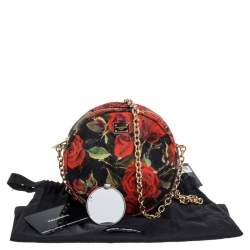 Pre Owned Dolce & Gabbana Floral Print Fabric Miss Glam Round Shoulder Bag