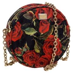 Pre Owned Dolce & Gabbana Floral Print Fabric Miss Glam Round Shoulder Bag
