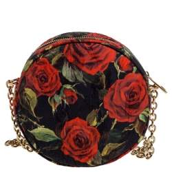 Pre Owned Dolce & Gabbana Floral Print Fabric Miss Glam Round Shoulder Bag