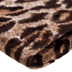 Pre Owned Dolce & Gabbana Brown Leopard Print Velvet Frame Clutch Bag 
