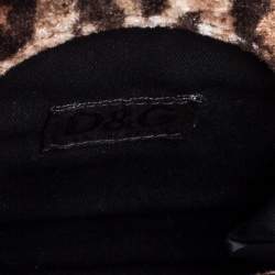 Pre Owned Dolce & Gabbana Brown Leopard Print Velvet Frame Clutch Bag 