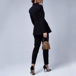 Pre Owned Dolce & Gabbana Brown Leopard Print Velvet Frame Clutch Bag 