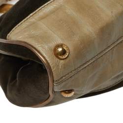 مملوكة مسبقًا Dolce & Gabbana Olive Green Velvet And Eel Shoulder Bag