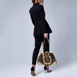مملوكة مسبقًا Dolce & Gabbana Olive Green Velvet And Eel Shoulder Bag
