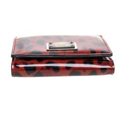 مملوكة مسبقًا Dolce & Gabbana Red Leopard Print Patent Leather Trifold Wallet