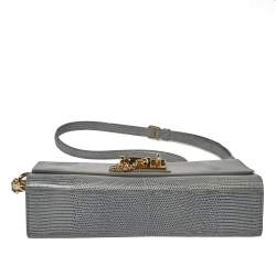 مملوكة مسبقًا حقيبة كتف دولتشي أند غابانا مونيكا جلد نقشة السحلية أ�زرق مخضر 