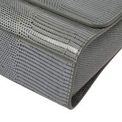 مملوكة مسبقًا حقيبة كتف دولتشي أند غابانا مونيكا جلد نقشة السحلية أزرق مخضر 