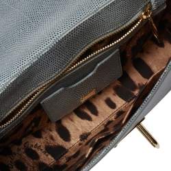 مملوكة مسبقًا حقيبة كتف دولتشي أند غابانا مونيكا جلد نقشة السحلية أزرق مخضر 