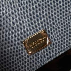 مملوكة مسبقًا حقيبة كتف دولتشي أند غابانا مونيكا جلد نقشة السحلية أزرق مخضر 