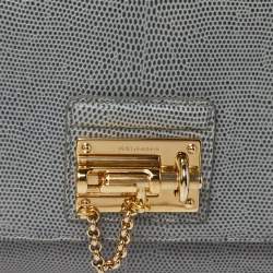 مملوكة مسبقًا حقيبة كتف دولتشي أند غابانا مونيكا جلد نقشة السحلية أزرق مخضر 