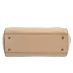Pre Owned Dolce & Gabbana Beige Leather Medium Miss Sicily Top Handle Bag