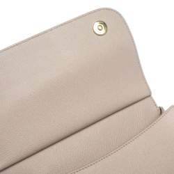 Pre Owned Dolce & Gabbana Beige Leather Medium Miss Sicily Top Handle Bag