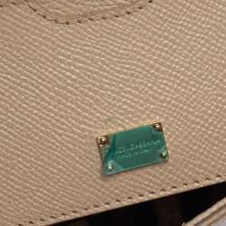 Pre Owned Dolce & Gabbana Beige Leather Medium Miss Sicily Top Handle Bag