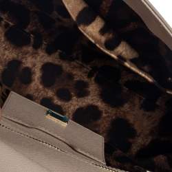 Pre Owned Dolce & Gabbana Beige Leather Medium Miss Sicily Top Handle Bag