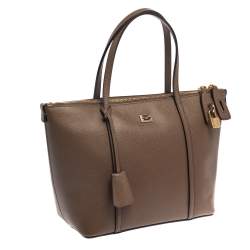 Pre Owned Dolce & Gabbana Dark Beige Leather Miss Escape Tote