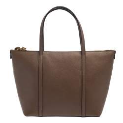 Pre Owned Dolce & Gabbana Dark Beige Leather Miss Escape Tote