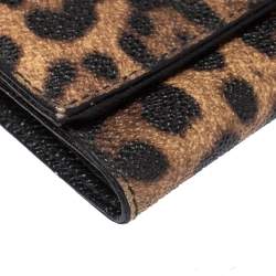 Pre Owned Dolce & Gabbana Brown Animal Print Coated Canvas Trifold Wallet