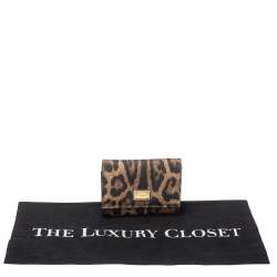 Pre Owned Dolce & Gabbana Brown Animal Print Coated Canvas Trifold Wallet