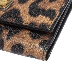 Pre Owned Dolce & Gabbana Brown Animal Print Coated Canvas Trifold Wallet