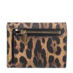 Pre Owned Dolce & Gabbana Brown Animal Print Coated Canvas Trifold Wallet