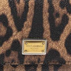 Pre Owned Dolce & Gabbana Brown Animal Print Coated Canvas Trifold Wallet