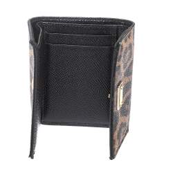 Pre Owned Dolce & Gabbana Brown Animal Print Coated Canvas Trifold Wallet
