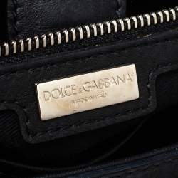 Pre Owned Dolce & Gabbana Black/Brown Leopard Print Coated Canvas and Leather Large Miss Sicily Top Handle Bag