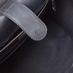 Pre Owned Dolce & Gabbana Black/Brown Leopard Print Coated Canvas and Leather Large Miss Sicily Top Handle Bag