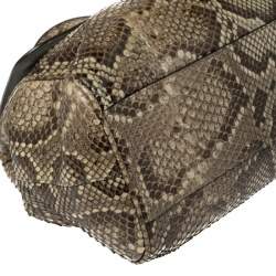 Pre Owned Dolce & Gabbana Brown/Pale Green Python Large Miss Sicily Top Handle Bag