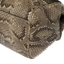 Pre Owned Dolce & Gabbana Brown/Pale Green Python Large Miss Sicily Top Handle Bag