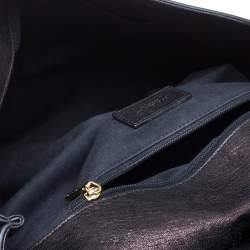 Pre Owned Dolce & Gabbana Black/Brown Leopard Print Coated Canvas and Leather Large Sicily Top Handle Bag