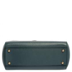 Pre Owned Dolce & Gabbana Teal Blue Leather Medium Miss Sicily Top Handle Bag