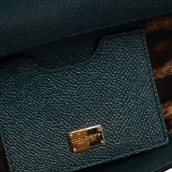 Pre Owned Dolce & Gabbana Teal Blue Leather Medium Miss Sicily Top Handle Bag