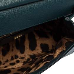 Pre Owned Dolce & Gabbana Teal Blue Leather Medium Miss Sicily Top Handle Bag