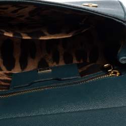 Pre Owned Dolce & Gabbana Teal Blue Leather Medium Miss Sicily Top Handle Bag