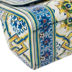 Pre Owned Dolce & Gabbana Multicolor Majolica Print Leather Medium Miss Sicily Top Handle Bag
