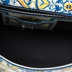 Pre Owned Dolce & Gabbana Multicolor Majolica Print Leather Medium Miss Sicily Top Handle Bag